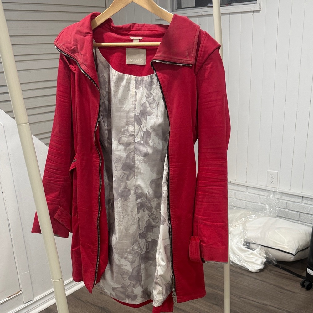 Soia & Kyo red women’s rain jacket